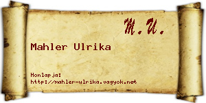 Mahler Ulrika névjegykártya